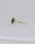 14k Gold Marquise Cut Emerald and Diamond Ring