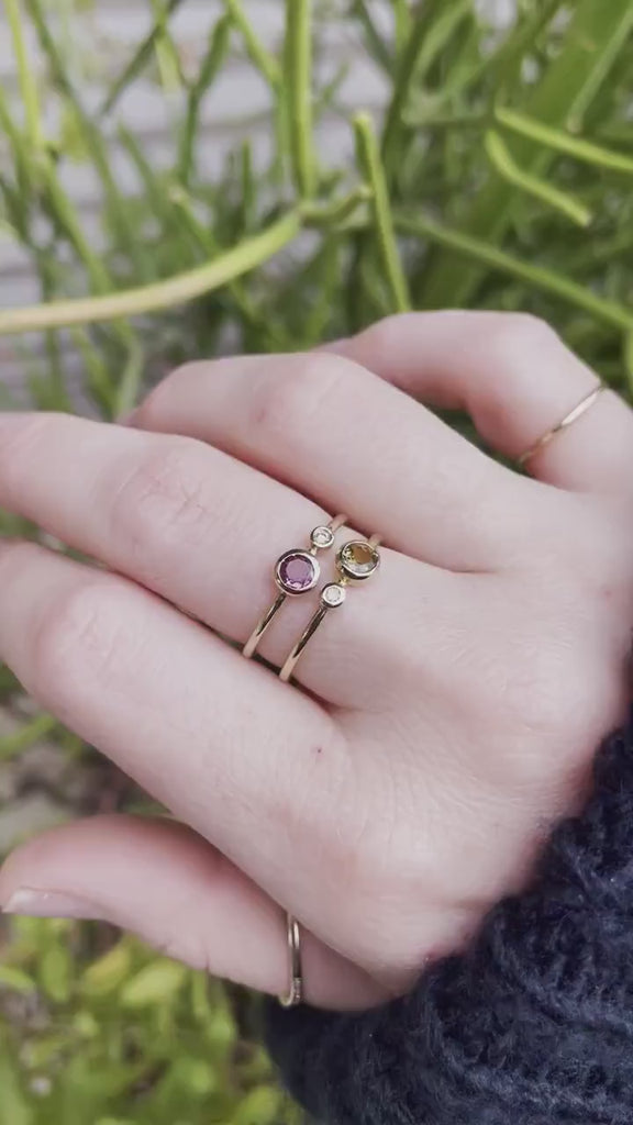 14k Gold Diamond & Pink Tourmaline Ring