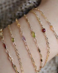 Dainty Gold Chain Blue Topaz Bracelet