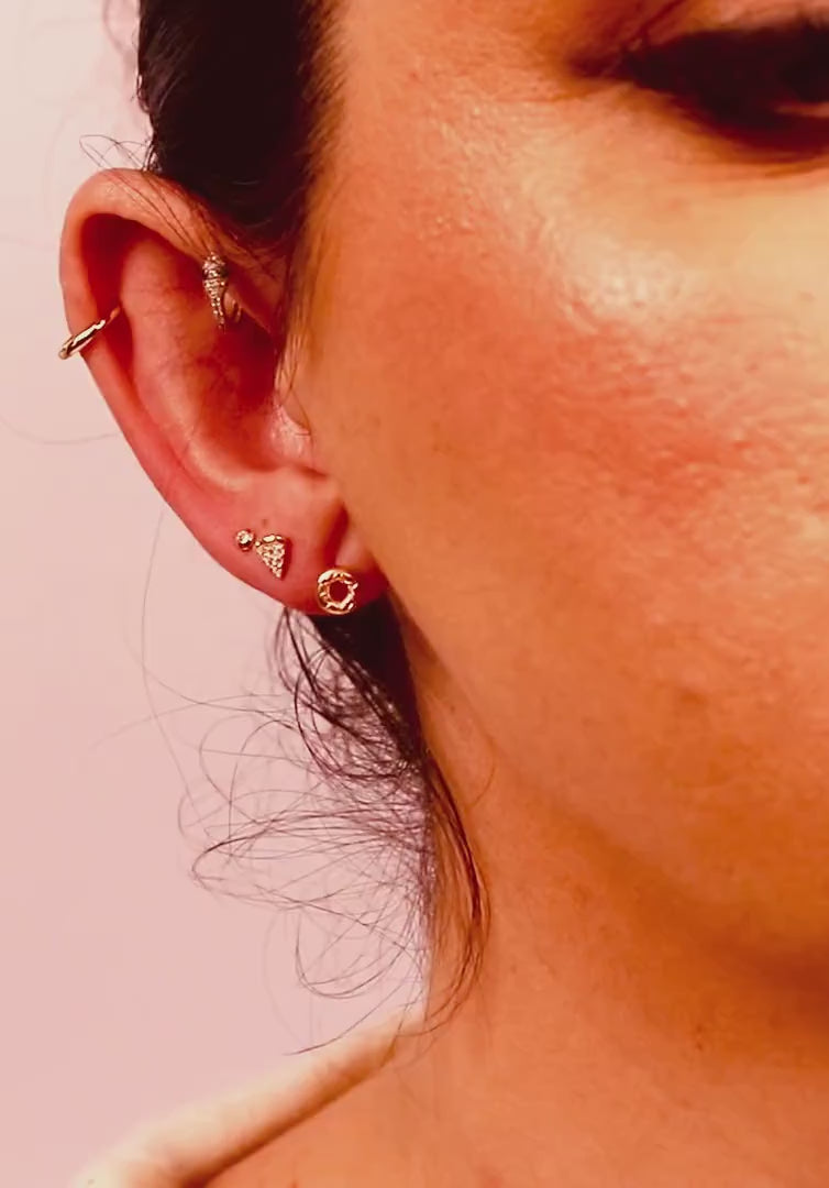 Cz Ball Flat Back Earrings 14k Solid Gold, Internally Threaded Earrings (SINGLE or PAIR)