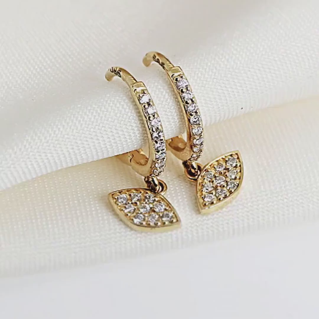 Diamond Evil Eye Hoop Earrings - SINGLR OR PAIR