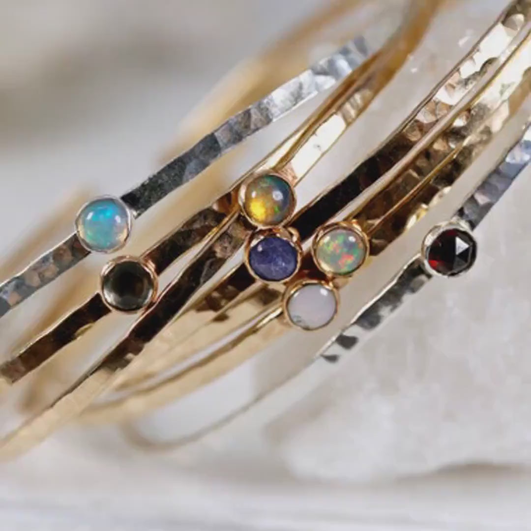 Birthstone Gems Cuff Bracelets Gold Filled or Sterling Silver