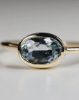 East West Aquamarine Ring 14k Solid Gold