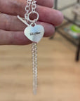 Sterling Silver Engraved Heart Necklace, Personalized Heart Pendant, Custom Name Necklace, Hand Stamped Jewelry, Gift for Her, Mom Gift