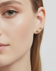 Croissant Flat Back Earrings 14k Solid Gold