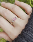 Baguette Pink Tourmaline & Diamond Art Deco Ring