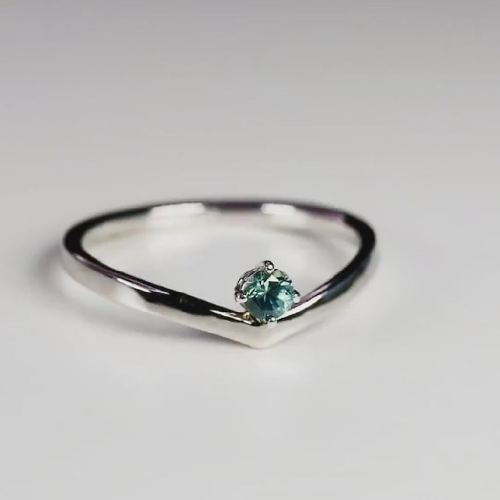Blue Montana Sapphire V Shaped Ring 14K Gold