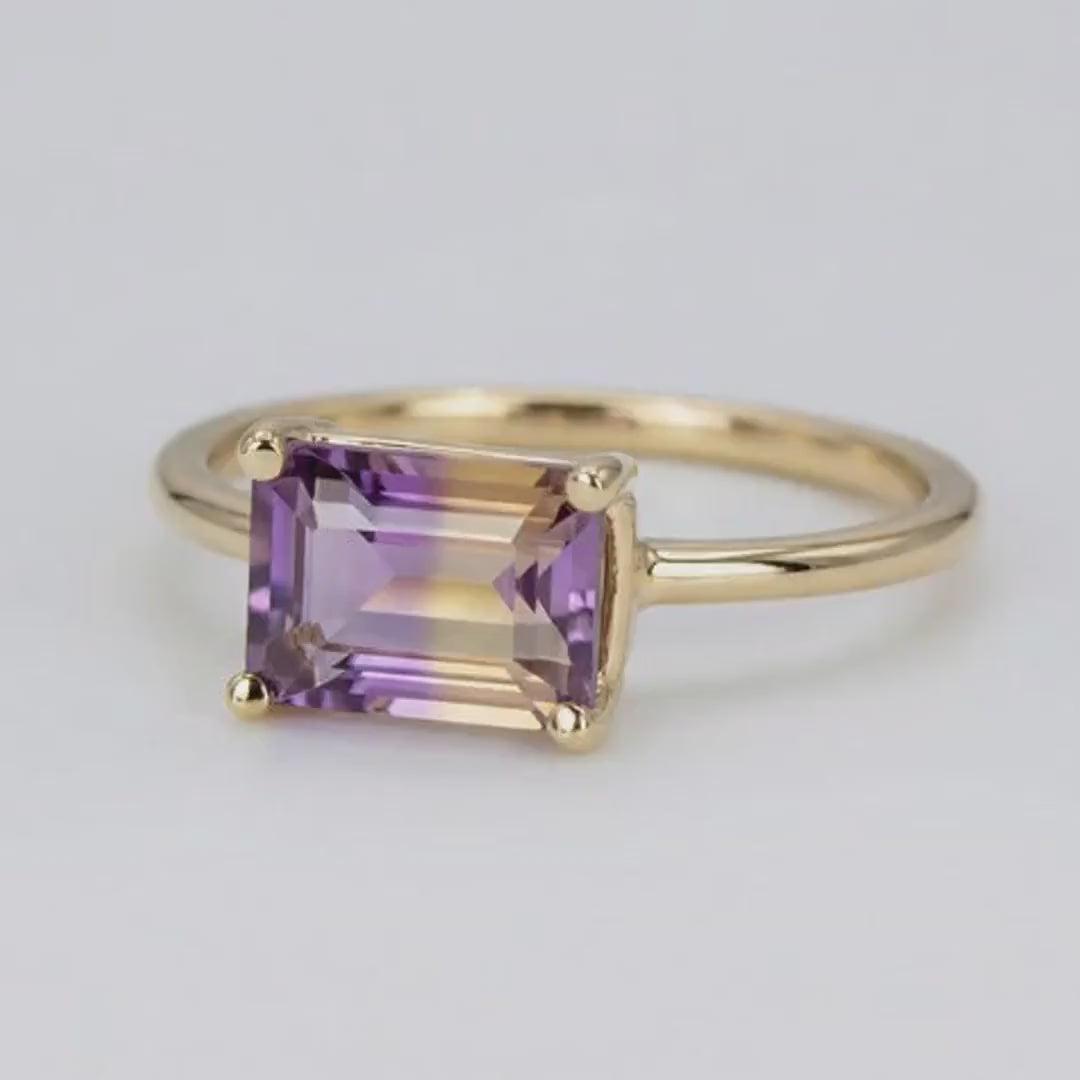 Emerald Cut Ametrine Ring