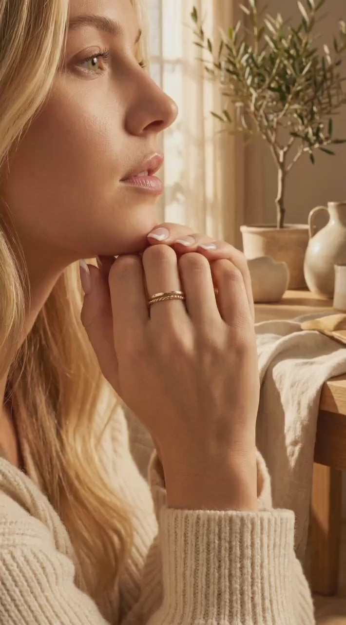 14k Solid Gold Twist Ring