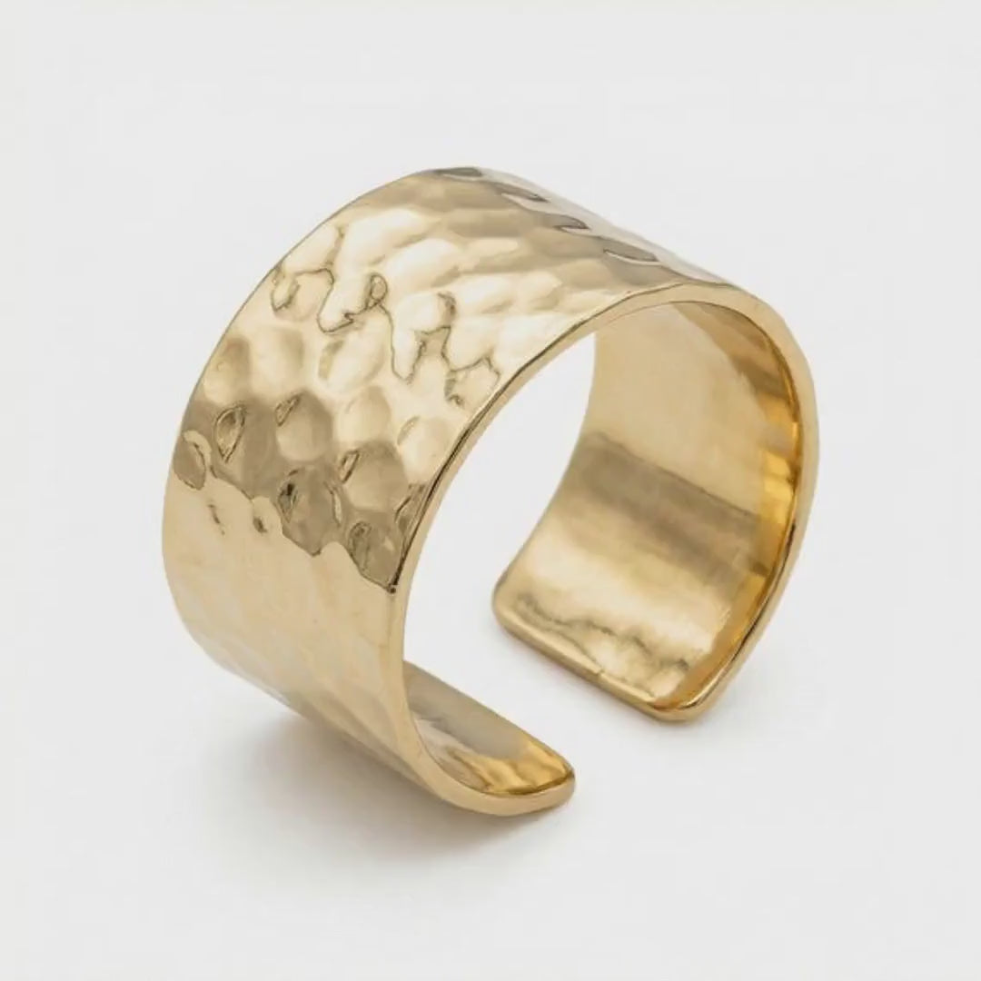Gold Filled Wide Hammered Ring