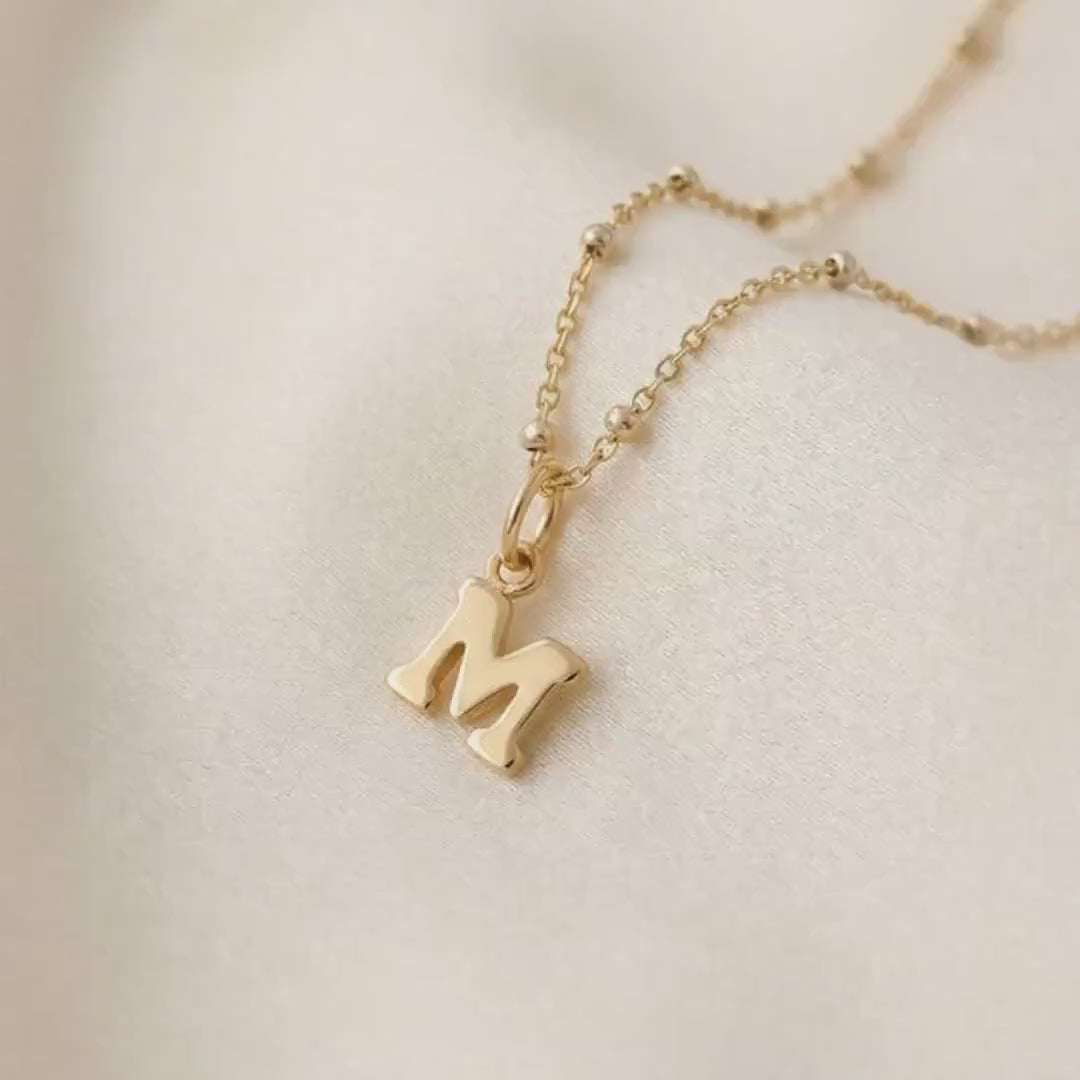 Gold Filled Satellite Initial Necklace - Personalized Dainty Letter Pendant