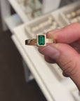 Bezel Set Emerald Ring 14k Solid Gold