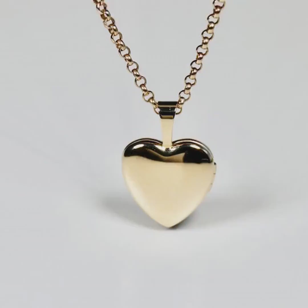 14k Solid Gold Personalized Heart Locket Necklace, Memorial Photo Pendant Necklace