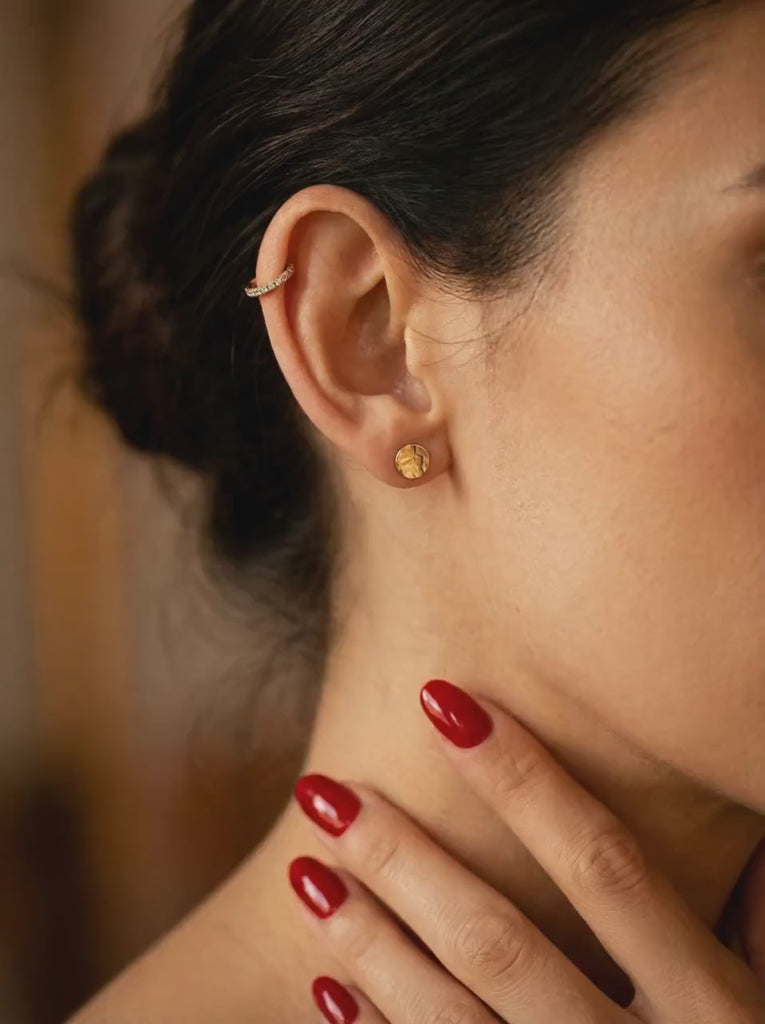 Gold Filled Hammered Disc Stud Earrings