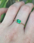 Emerald Cut Bezel Set East West Emerald Ring
