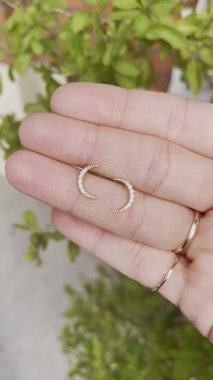 Diamond Sailor Moon Earrings in 14k Gold