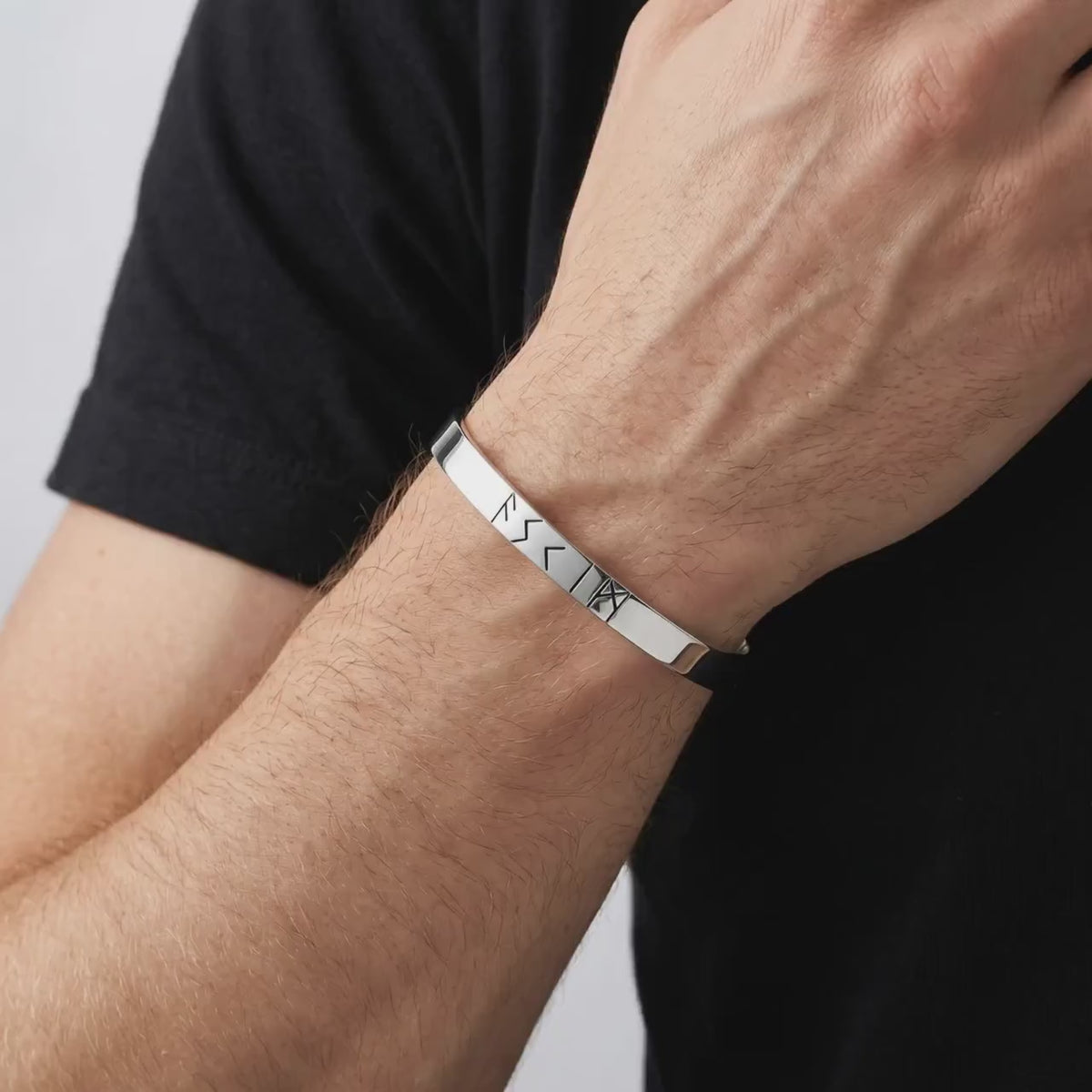 Dad Gift, Men's Cuff Bracelet, Personalized Custom Rune Cuff Bracelet, Father's Day Gift