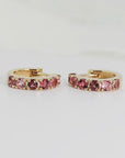 Pink Tourmaline Hoop Earrings 14k Gold