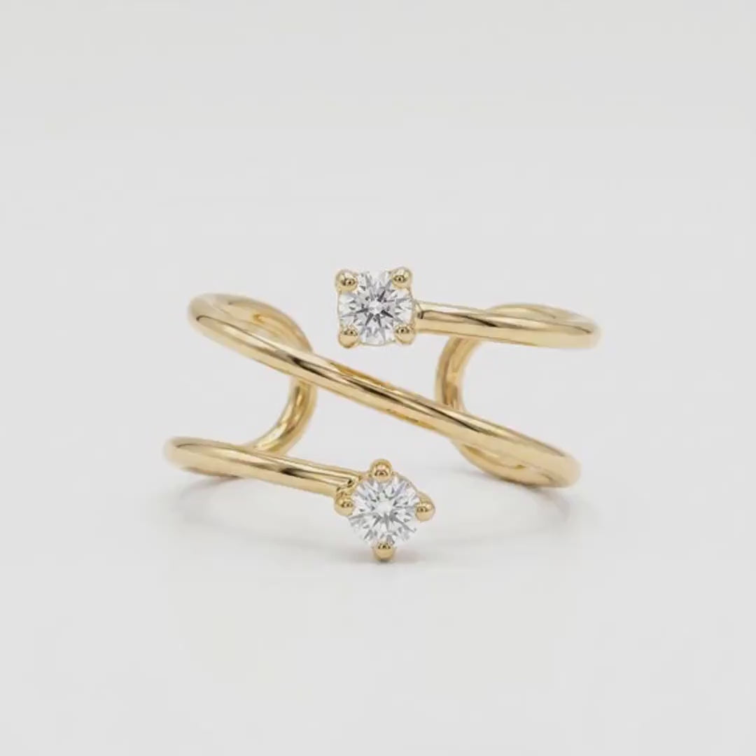 14k Gold Cz Ear Cuff,  Single (Half Pair)