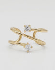14k Gold Cz Ear Cuff,  Single (Half Pair)