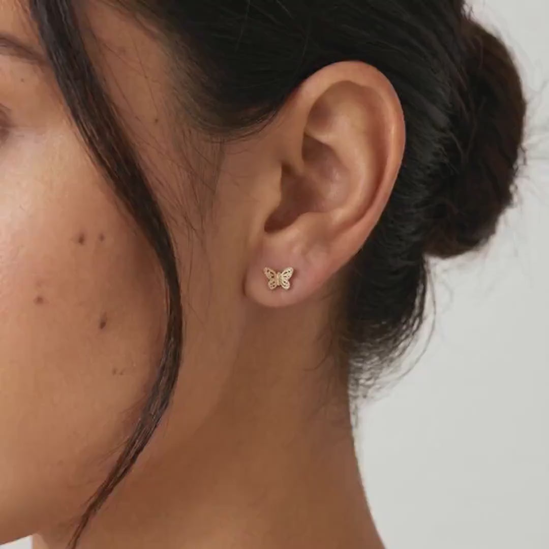 Butterfly Stud Earrings 14k Gold