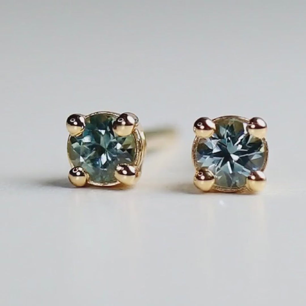 Tiny Blue Montana Sapphire Earrings 14k Gold (SINGLE or PAIR)
