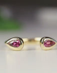 18k Solid Gold Pink Tourmaline Open Cuff Ring
