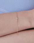 14k Gold Diamond Cross Bracelet