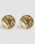Gold Circle Earrings 9.5mm Medium size Hammered Gold Disc Stud Earrings