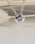Sterling Silver Floating CZ Pebble Necklace