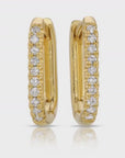 14k Gold U Shape Diamond Hoops Earrings