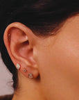 Emerald Cut CZ Diamond Bezel Set Earring 14k Solid Gold, Flat Back Internally Threaded (SINGLE)