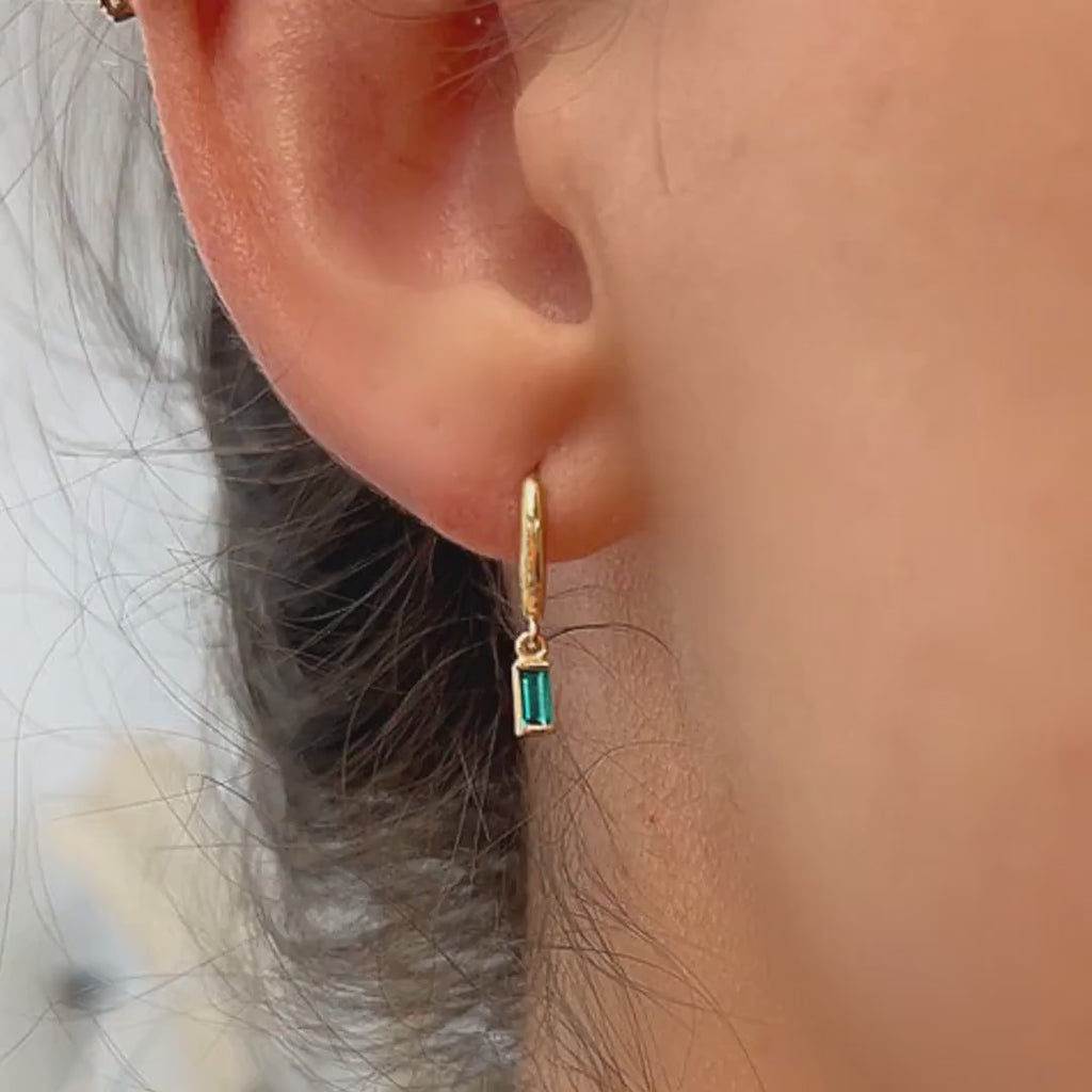 Emerald Earrings 14k Solid Gold
