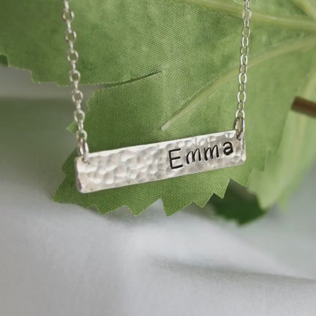 Personalized Gold or Sterling Silver Bar Necklace