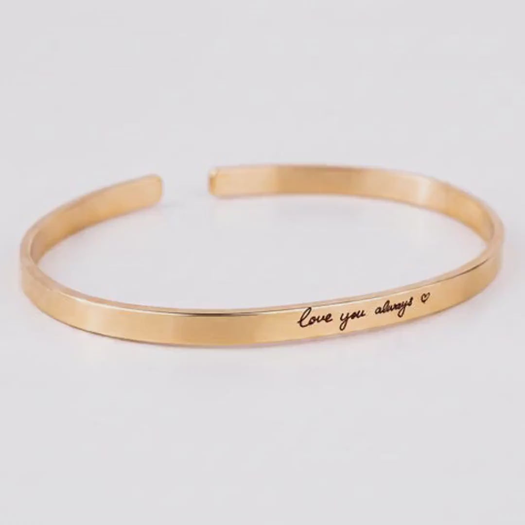 Custom Handwriting Cuff, 4mm Gold Filled Bracelet