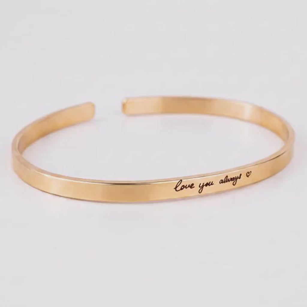 Custom Handwriting Cuff, 4mm Gold Filled Bracelet