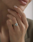 Oval Aquamarine Engagement Ring with two Accent Diamonds