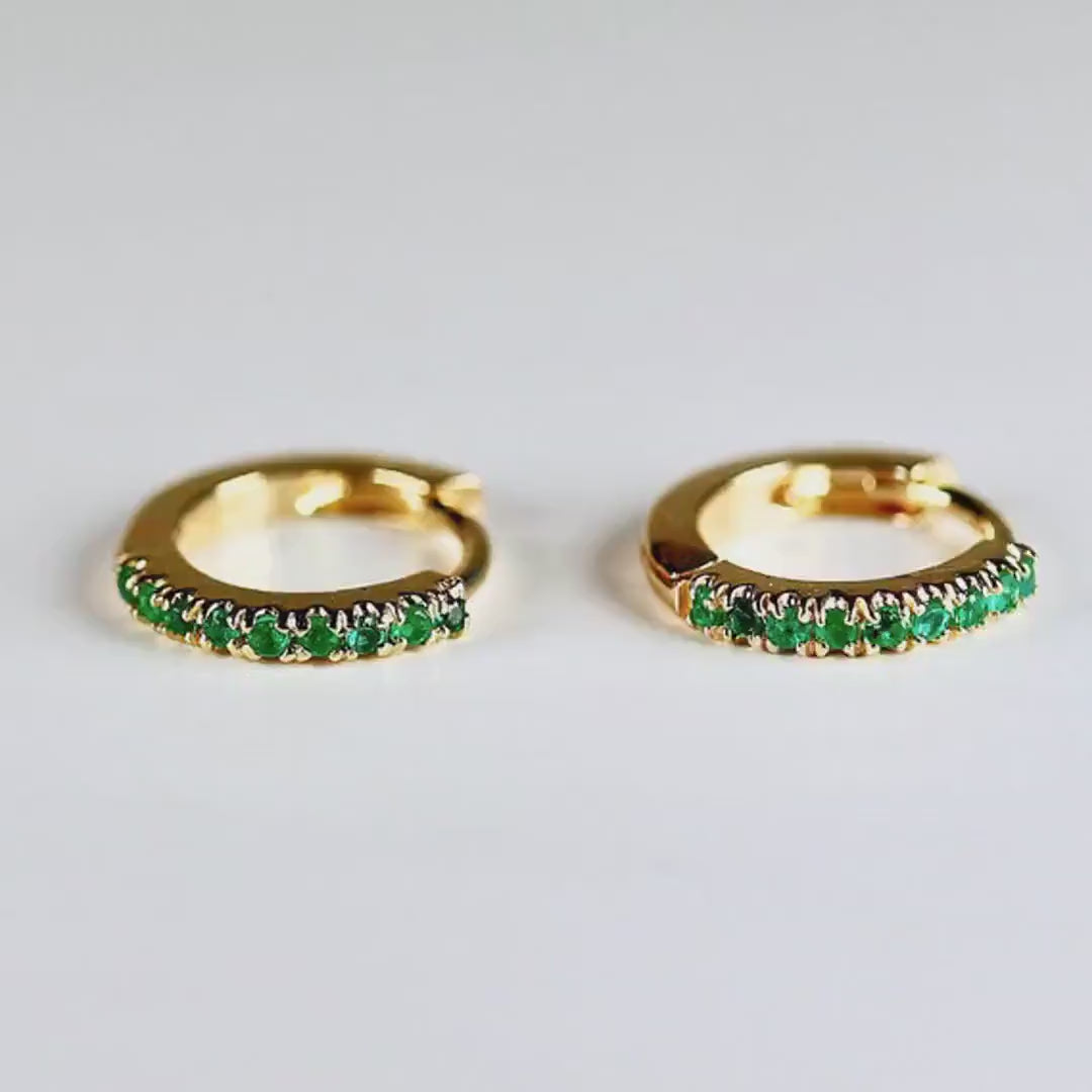 Mini Emerald Earrings 14k Gold (SINGLE or PAIR)
