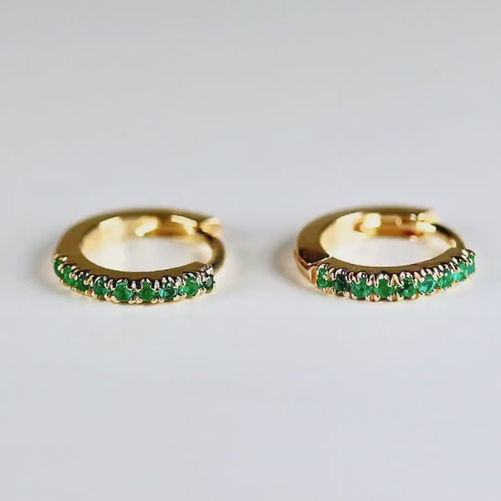 Mini Emerald Earrings 14k Gold (SINGLE or PAIR)