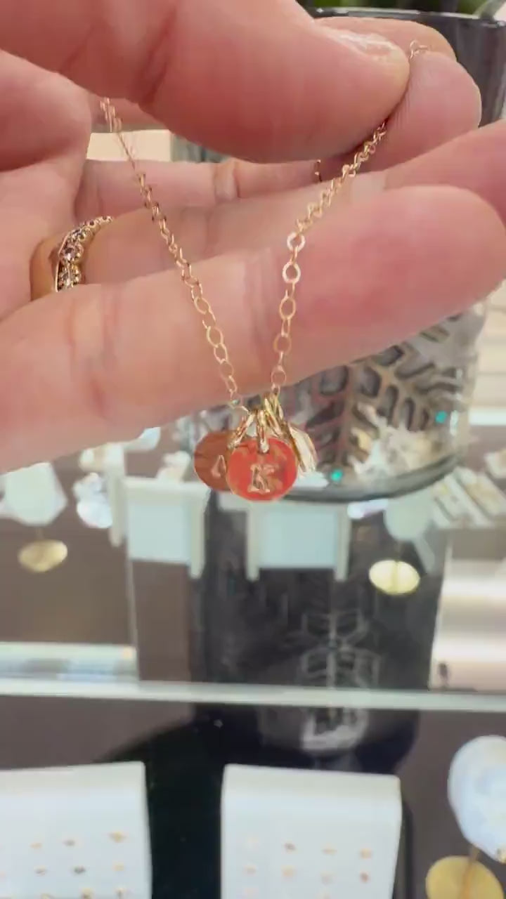 Tiny 14k Solid Gold Dainty Initial Necklace - Hand Stamped