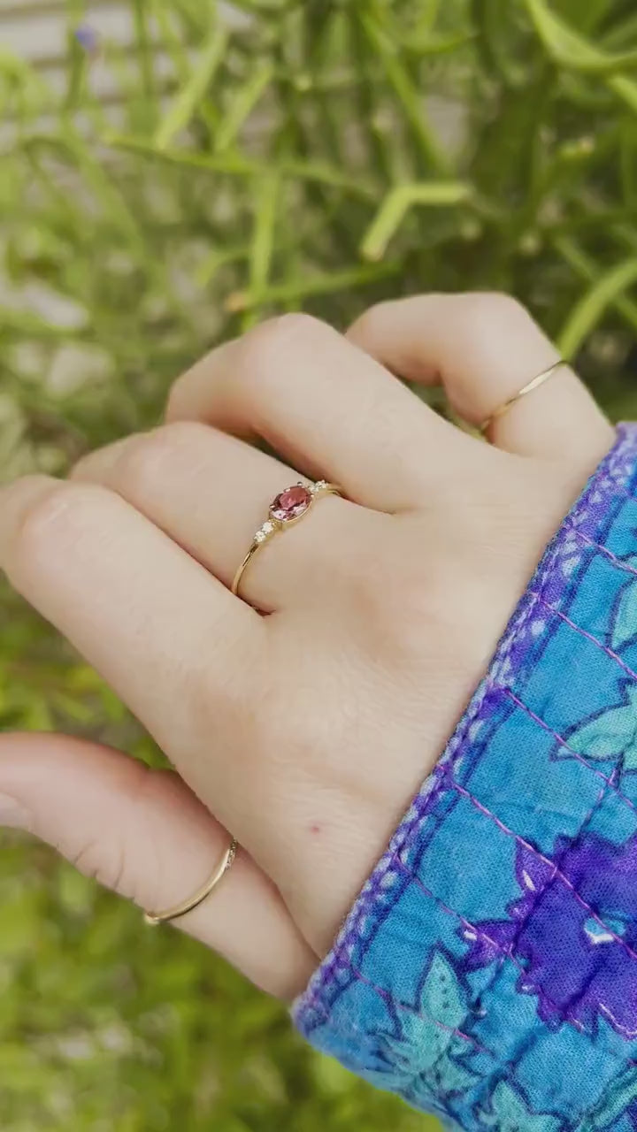 Pink Tourmaline Birthstone Ring in 14k Gold