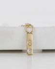 14k Solid Gold Vertical Bar Initial Necklace