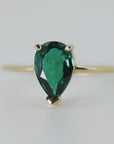 14k Gold Pear Cut Emerald Ring