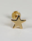 Star Earrings 14k Solid Gold (SINGLE), Internally Threaded Flat Back Earrings