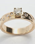 14k Gold Flush Set Diamond Wedding Band, Diamond Gypsy Ring