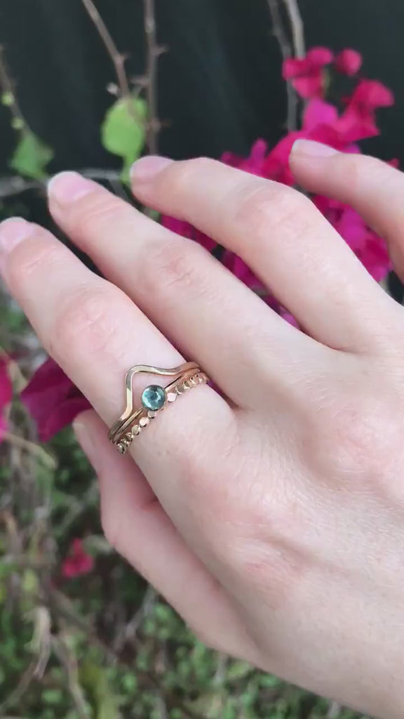 Gold Filled Chevron Ring, Curved Band Ring