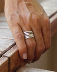 Stackable Ring Set of Five Hammered and Textured Silver Rings