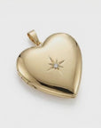 North Star Heart Locket Necklace 14k Gold Filled