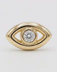 Evil Eye Flat Back Earrings 14k Solid Gold, Luck Symbol Stack Earrings (SINGLE OR PAIR)
