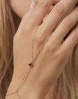 Gold Slave Bracelet, Garnet Hand Chain Bracelet